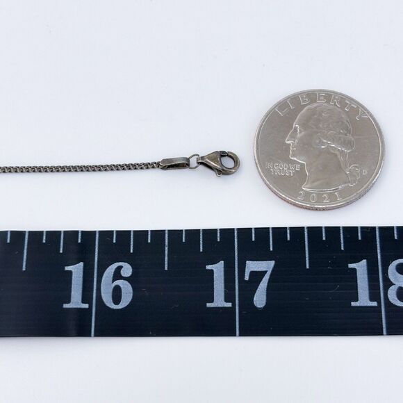 Vintage Sterling Silver 925 Adjustable Cubic Zirconia Charm Necklace 15"-17" - Picture 2 of 4